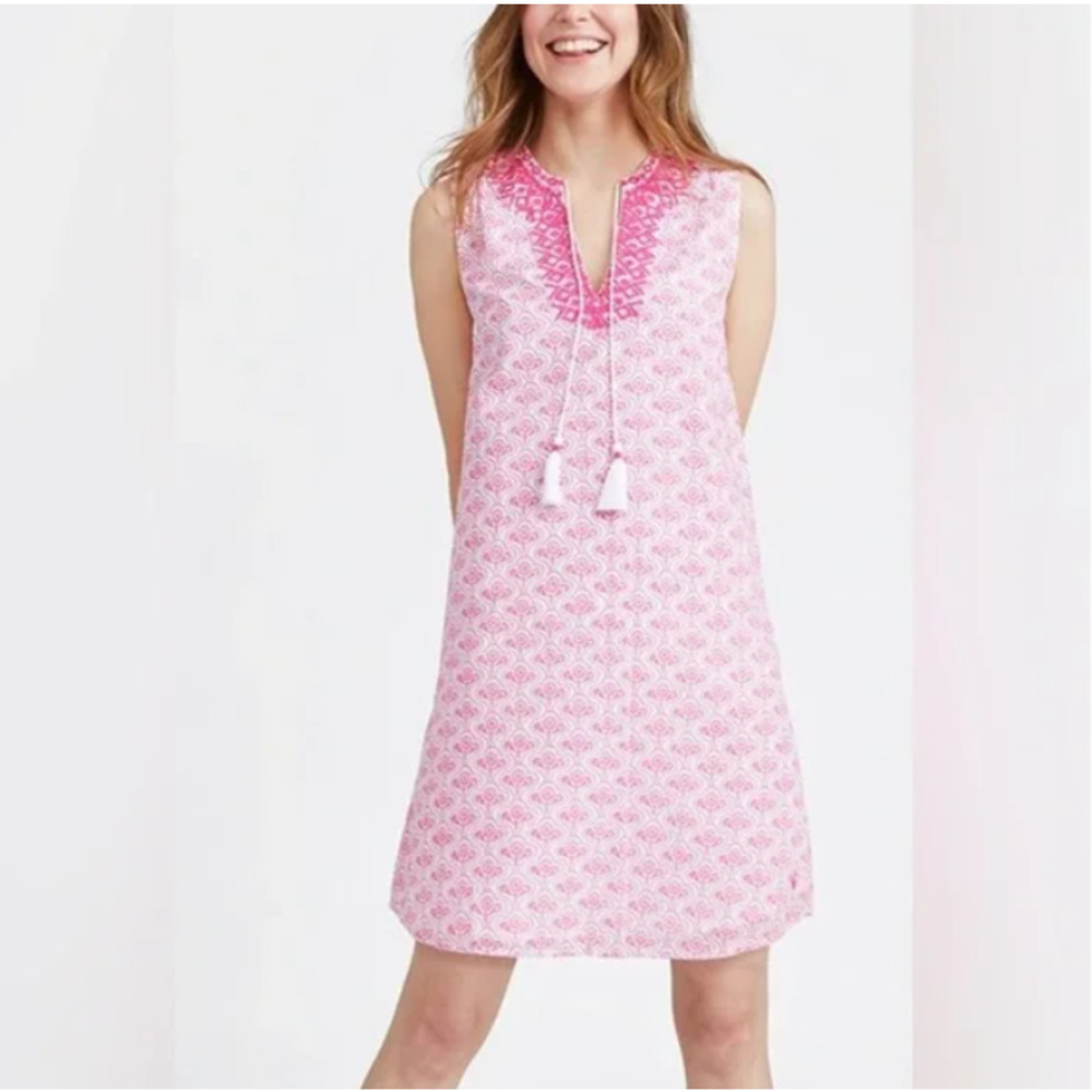 Joules Pink Daisy Foulard Oriella Shift Dress Womens US 6 Sleeveless Embroidered